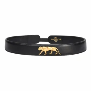 Royal Bengal Tiger Logo Embellished Black Belt(Nina-0222)