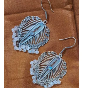 Silver Earrings With white Beads(Nina-0192)
